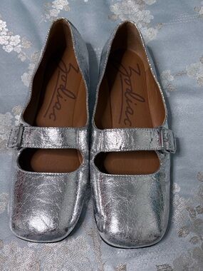 Zodiac Metallic Silver Mary Jane Flats